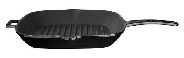 Lava Kare Metal Saplı Döküm 28x28 cm Grill Tava Siyah