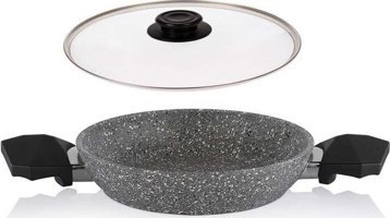 Schafer Kapaklı Plastik Saplı Alüminyum 22 cm Sahan Tava Gri