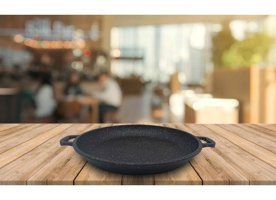Kahramanlar Döküm Saplı Döküm 36 cm Düz Tava Siyah