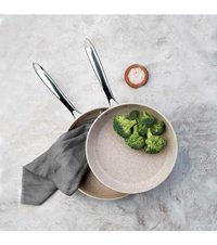 Korkmaz Granita A1855 Çelik Saplı Granit 24 cm Düz Tava Bej