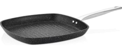 Falez Black Line Kare Çelik Saplı Alüminyum Döküm 28 cm Grill Tava Siyah