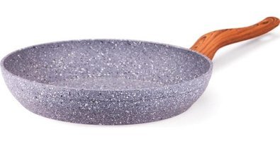 Essenso Ahşap Saplı Granit 28 cm Düz Tava Gri