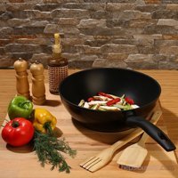 Esse Plastik Saplı Titanyum 28 cm Wok Tava Siyah