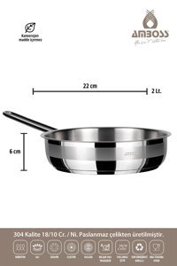 Amboss Çelik Saplı Paslanmaz Çelik 22 cm Düz Tava Gri