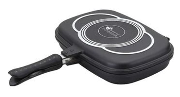 Essenso Ecotouch Double Plastik Saplı Alüminyum 32x26 cm Grill Tava Siyah