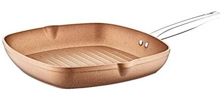 Evimsaray Goldstone Kare Çelik Saplı Döküm 28 cm Grill Tava Krem