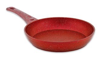 Fms Plastik Saplı Granit 32 cm Düz Tava Kırmızı