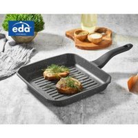 Eda Kare Plastik Saplı Döküm 25 cm Grill Tava Siyah