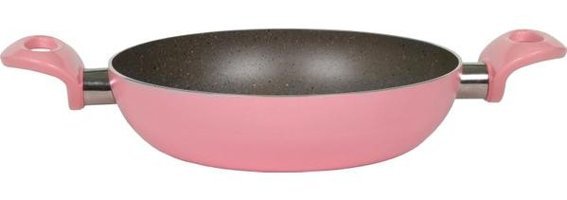Mehtap Plastik Saplı Teflon 22 cm Sahan Tava Pembe