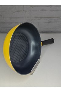 Alanya Home Decor Plastik Saplı Döküm 22 cm Wok Tava Sarı
