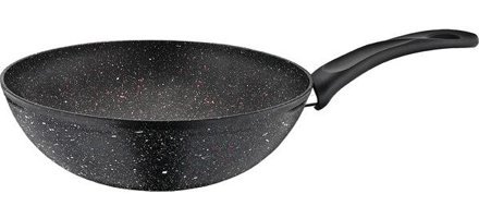 Papilla Vilma Plastik Saplı Alüminyum 28 cm Wok Tava Siyah