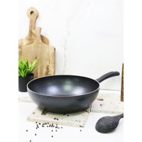 Evita Eco Plastik Saplı Granit 28 cm Wok Tava Siyah