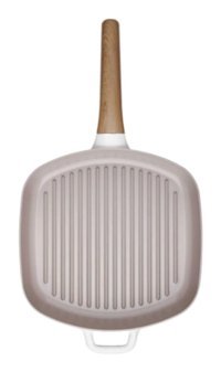 Korkmaz Kare A2985 Ahşap Saplı Seramik 28x28 cm Grill Tava Krem