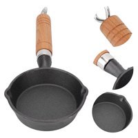 Fdit Mini Ahşap Saplı Demir Döküm 13 cm Kızartma Tava Siyah