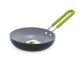 Greenpan Mini Plastik Saplı Seramik 12.7 cm Düz Tava Siyah