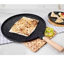 Mobaş Ahşap Saplı Döküm 36 cm Gözleme - Bazlama Tava Siyah