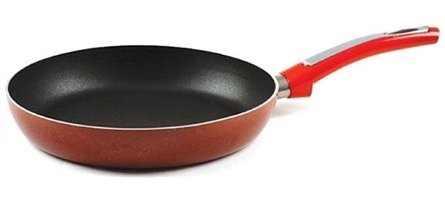 Taç Plastik Saplı Granit 28 cm Düz Tava Kırmızı