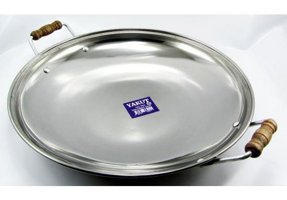 Yakut Ahşap Saplı Paslanmaz Çelik 41 cm Saç Tava Gri