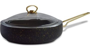 Öncü Kapaklı Metal Saplı Granit 26 cm Düz Tava Siyah