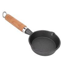 Haofy Mini Ahşap Saplı Demir Döküm 13 cm Kızartma Tava Siyah