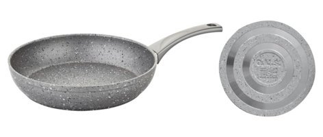 O.M.S 3210 Plastik Saplı Granit 24 cm Düz Tava Gri