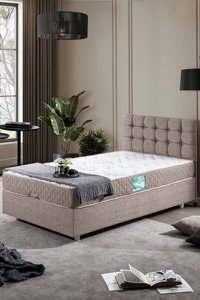 Setay Venedik 90x190 cm Başlıklı Yataklı Sandıklı Tek Kişilik Baza Seti Krem