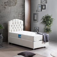 Setay Orthosoft 90x100 cm Başlıklı Yataklı Sandıklı Tek Kişilik Baza Seti Krem