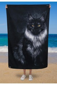 Dogo Maine Coon Plaj Havlusu Siyah