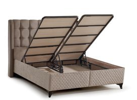 Md Panama 140x190 cm Başlıklı Çift Kişilik Sandıklı Baza Seti Gri