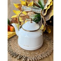 Rosseve White Pearl Emaye Üstten Kulplu Çaydanlık Beyaz