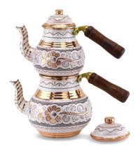 Morya Gül Çiçek Royal Bakır Mini Çaydanlık Çok Renkli
