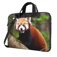 VducK Panda Desenli 15.6 inç Oxford Kumaş Su Geçirmez El-Omuz Laptop Çantası Kırmızı-Siyah