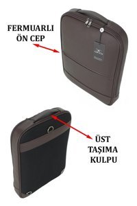 Dias avm 15.6 inç Suni Deri Su Geçirmez Sırt Laptop Çantası Kahverengi