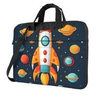VducK Roket Desenli 15.6 inç Oxford Kumaş Su Geçirmez El-Omuz Laptop Çantası Siyah