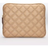 Morca Kapitone 11 inç Kapitone Deri Su Geçirmez Kılıf Laptop Çantası Vizon