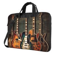 VducK Gitar Desenli 15.6 inç Oxford Kumaş Su Geçirmez El-Omuz Laptop Çantası Siyah