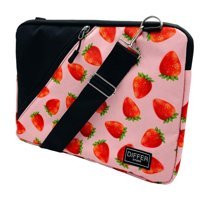 Differ Studio Çilek Desenli 13-14.9 inç Kumaş Su Geçirmez Kılıf Laptop Çantası Pembe