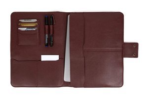 Deridense 13-14 inç Vegan Deri Su Geçirmez El-Omuz Laptop Çantası Bordo