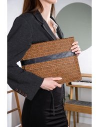 Dk Leather 13-13.3-14 inç Deri Su Geçirmez Kılıf Laptop Çantası Siyah-Taba