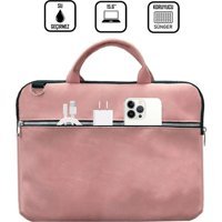 The Moda West 13-14-15.6 inç Deri Su Geçirmez El-Omuz Laptop Çantası Pudra