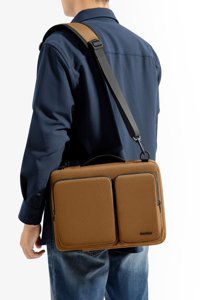 Tomtoc Defender 13.5 inç Polyester El-Omuz Laptop Çantası Kahverengi