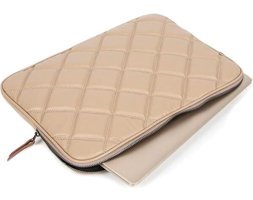 Morca Kapitone 15-16 inç Kapitone Deri Su Geçirmez Kılıf Laptop Çantası Vizon