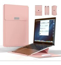 Teknet Store A2681 A3113 13.6 inç Deri Su Geçirmez Kılıf Laptop Çantası Pembe