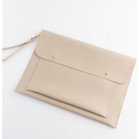 Dk Leather 13-13.3-14 inç Deri Su Geçirmez El-Omuz Laptop Çantası Bej