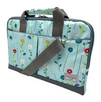 Differ Studio Çiçek Desenli 13.3-14 inç Kumaş Su Geçirmez El-Omuz Laptop Çantası Mavi