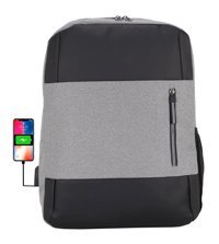 Case Club Usb Aparatlı 14-15.6 inç Kumaş Su Geçirmez Sırt Laptop Çantası Gri
