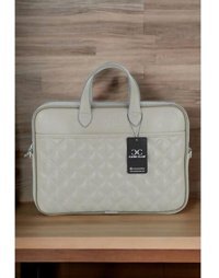 Case Club 13.3-14 inç Suni Deri Su Geçirmez El-Omuz Laptop Çantası Krem