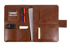 Deridense 13-14 inç Vegan Deri Su Geçirmez El-Omuz Laptop Çantası Taba