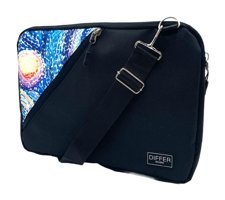Differ Studio Van Gogh Desenli 15.6 inç Kumaş Su Geçirmez El-Omuz Laptop Çantası Siyah