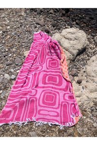 Evoli Duo Pamuklu Plaj Havlusu Pembe Turuncu